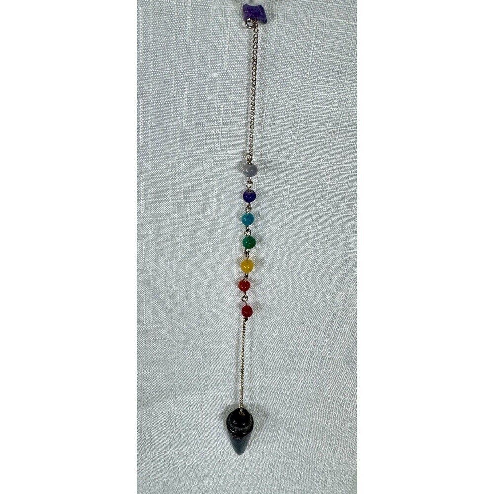 Vintage 2000 Chakra Dowsing Pendulum Obsidian Stone Reiki Healing In Box